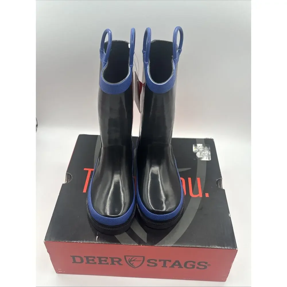Deer Stags Cloudburst Kids Rain Boots Waterproof Little Boys‎ Size 9 Black/Blue